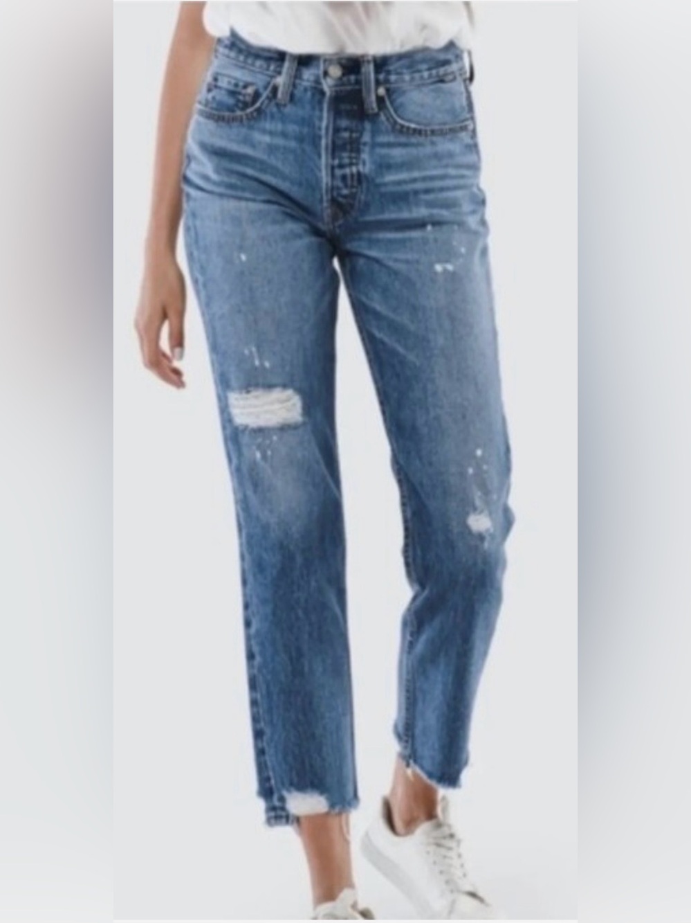 Noend Denim Slim Straight-Leg High Rise Button Fly Jeans | NWT